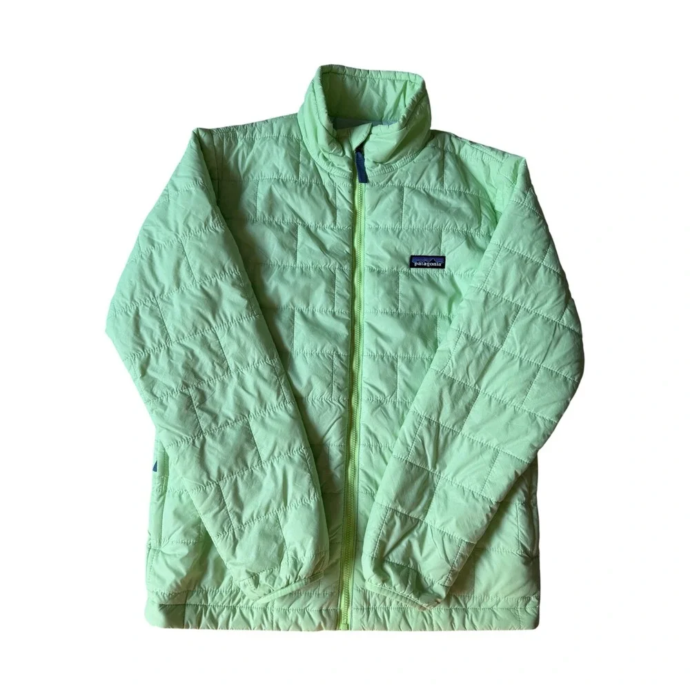 Patagonia Kids' Jacket Nano Puff Brick Quilt Neon Green XL 14